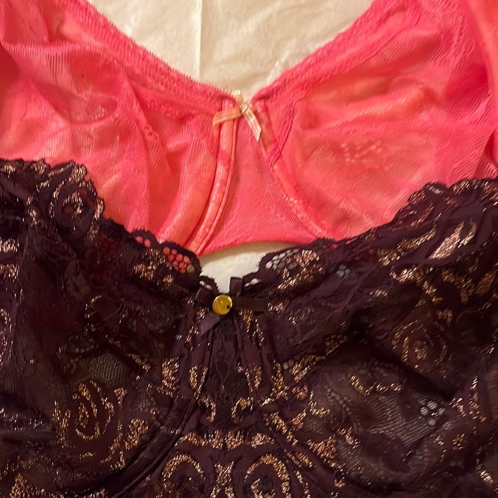 2-Bras 44D lacy, fancy!  Cacique